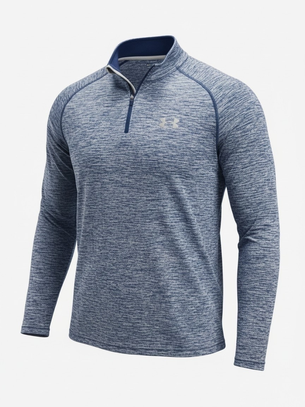 Under Armour HeatGear 1/4 Zip Pullover Men Medium Navy Blue Heathered Tech M